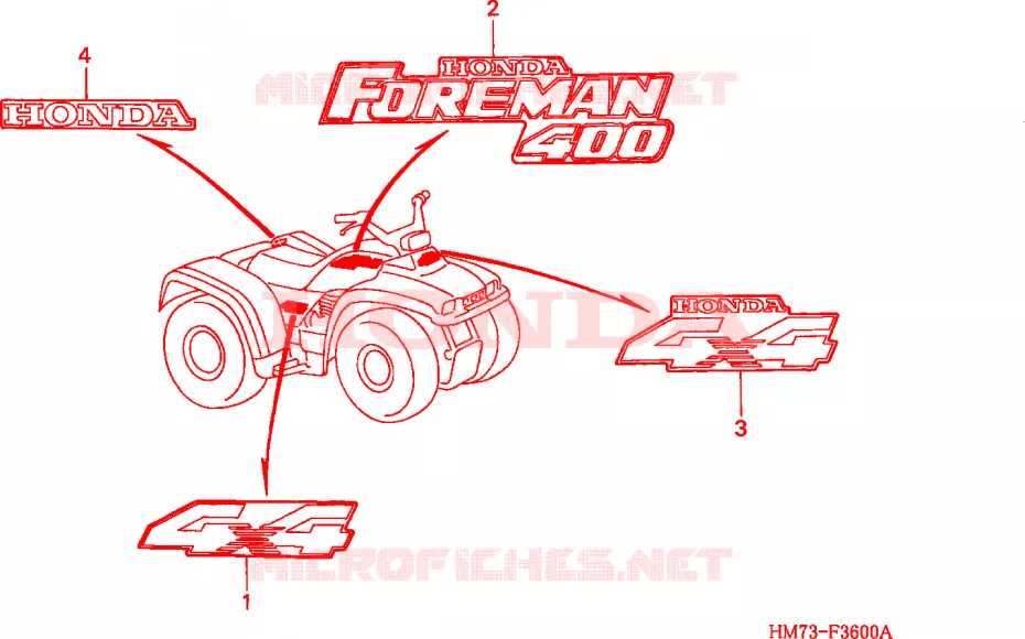 AUTOCOLLANTS Honda ATV 400 FOURTRAX 1997  TRX400FWV