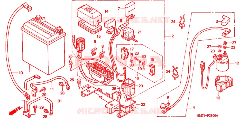 BATTERIE(1) Honda ATV 400 FOURTRAX 2001  TRX400FW1