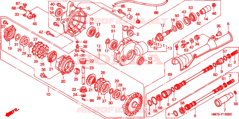 ENGRENAGE FINAL AVANT(1) Honda ATV 400 FOURTRAX 1995  TRX400FWS