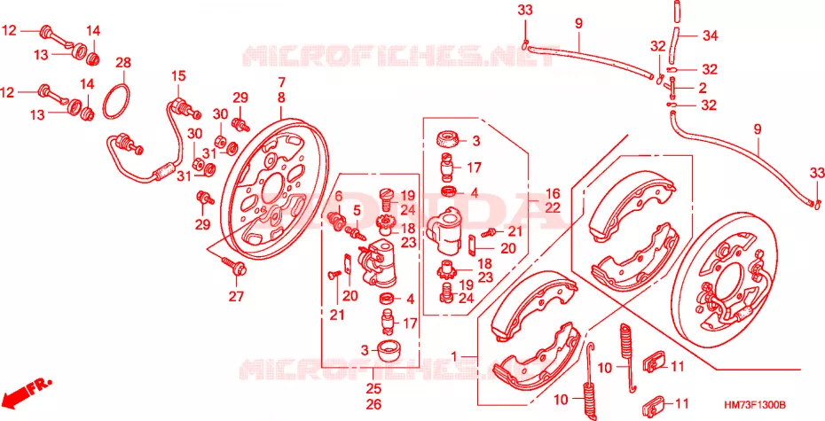 FLASQUE - MACHOIRES DE FREIN AVANT Honda ATV 400 FOURTRAX 1998  TRX400FWW
