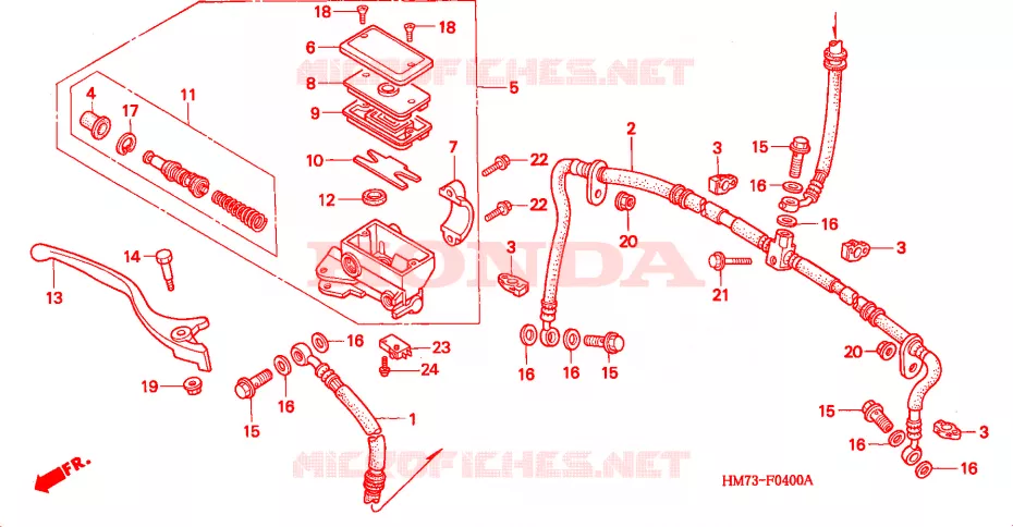 MAITRE CYLINDRE DE FREIN AVANT Honda ATV 400 FOURTRAX 2001  TRX400FW1