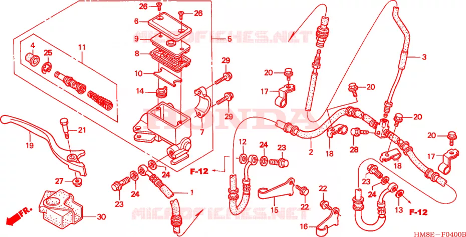 MAITRE CYLINDRE DE FREIN AVANT Honda ATV 250 FOURTRAX 2003  TRX250TM3