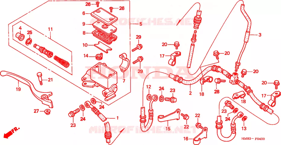 MAITRE CYLINDRE DE FREIN AVANT Honda ATV 250 FOURTRAX 1998  TRX250W