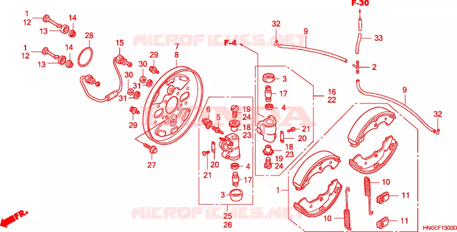 FLASQUE - MACHOIRES DE FREIN AVANT Honda ATV 450 FOURTRAX 2003  TRX450FM3