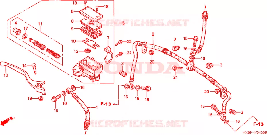 MAITRE CYLINDRE DE FREIN AVANT Honda ATV 450 FOURTRAX 2002  TRX450FE2
