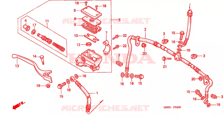 MAITRE CYLINDRE DE FREIN AVANT Honda ATV 450 FOURTRAX 2000  TRX450ESY