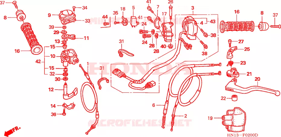LEVIER DE GUIDON - CABLE - COMMODO Honda ATV 400 FOURTRAX 2006  TRX400EX6