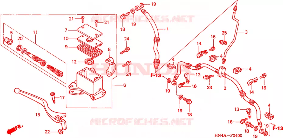 MAITRE CYLINDRE DE FREIN AVANT Honda ATV 350 FOURTRAX 2002  TRX350TM2