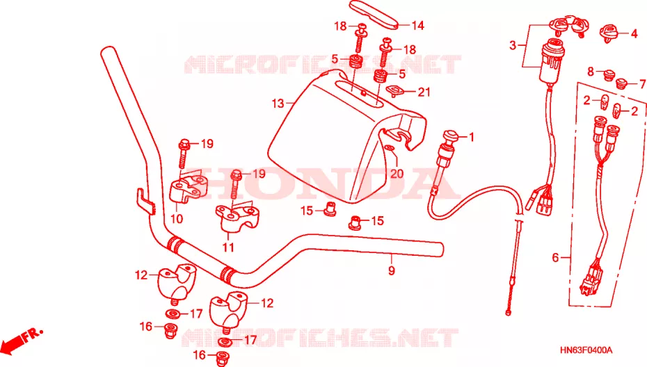 GUIDON (TRX250EX1/2/3/4/5) Honda ATV 250 FOURTRAX 2004  TRX250EX4