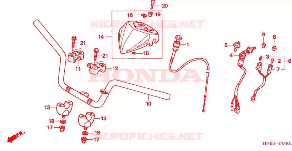 GUIDON (TRX250EX6/7/8) Honda ATV 250 FOURTRAX 2008  TRX250EX8