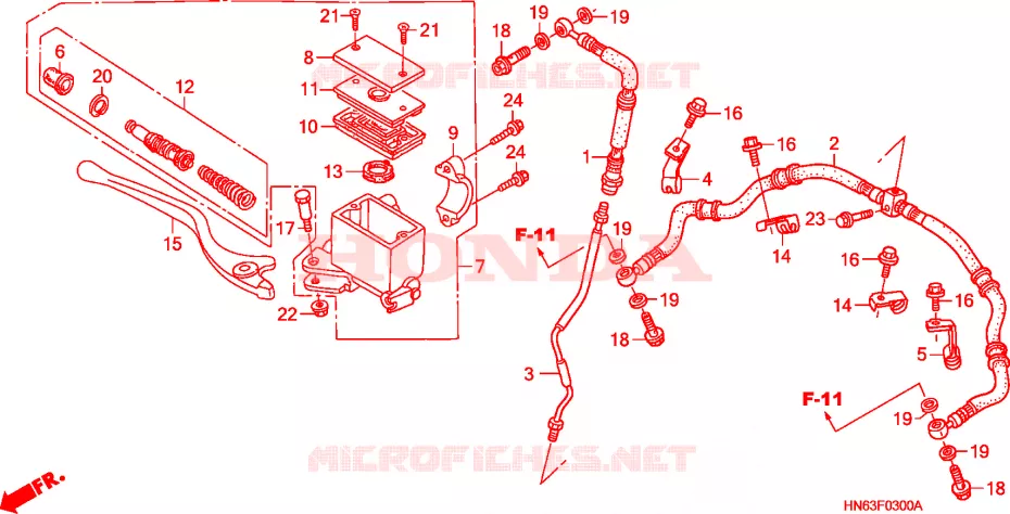MAITRE-CYLINDRE FREIN AV.(TRX250EX1/2/3/4/5) Honda ATV 250 FOURTRAX 2004  TRX250EX4