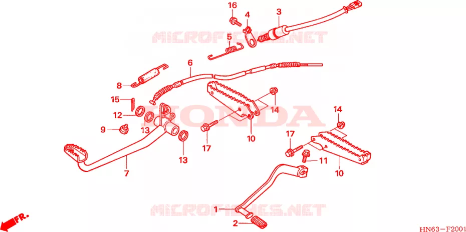 PEDALE - REPOSE PIED (TRX250EX6/7/8) Honda ATV 250 FOURTRAX 2006  TRX250EX6