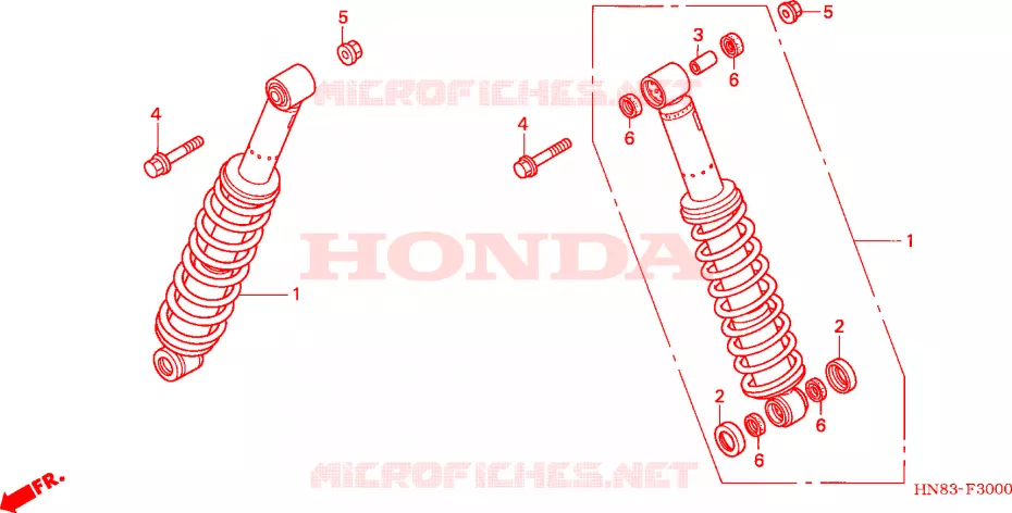 AMORTISSEUR ARRIERE Honda ATV 650 FOURTRAX 2004  TRX650FA4