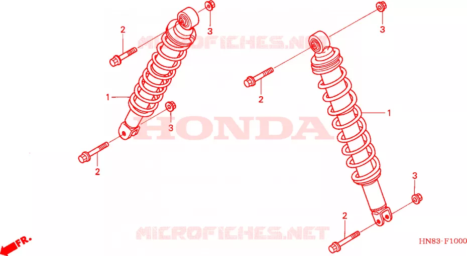 AMORTISSEUR AVANT Honda ATV 650 FOURTRAX 2004  TRX650FA4