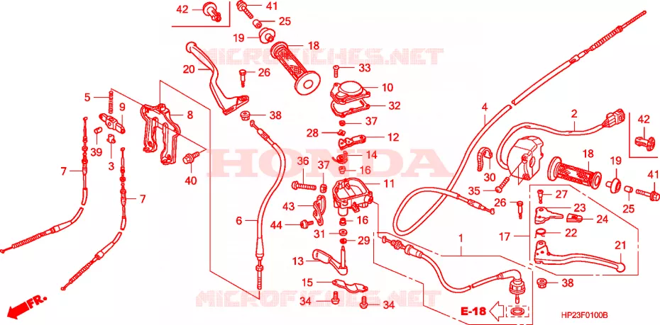 LEVIER DE GUIDON - CABLE - COMMODO Honda ATV 90 FOURTRAX 2010  TRX90X9