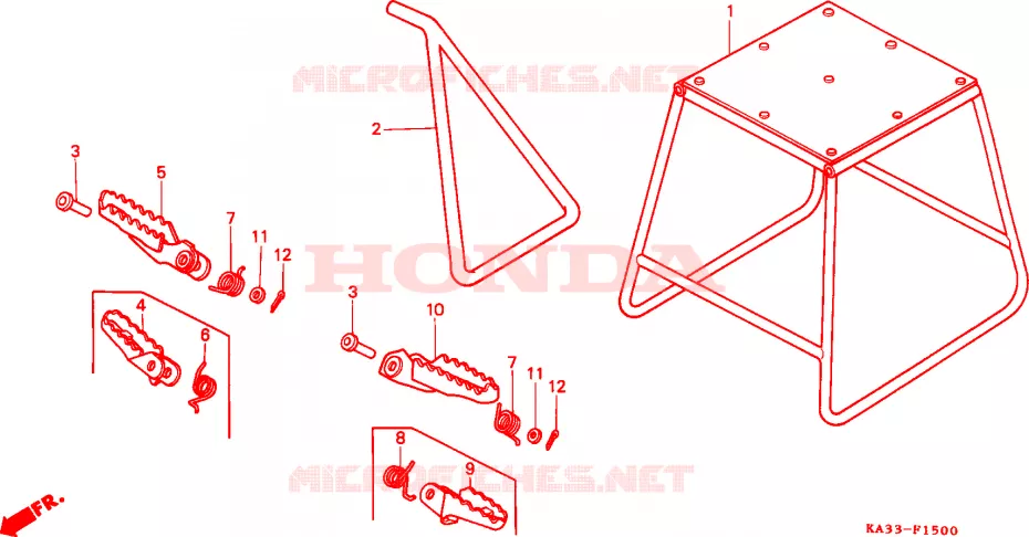 BEQUILLE - REPOSE PIEDS Honda MOTO 125 CR 1989  CR125RK