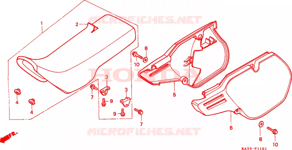 SIEGE/COUVERCLE LATERAL(2) Honda MOTO 125 CR 1986  CR125RG