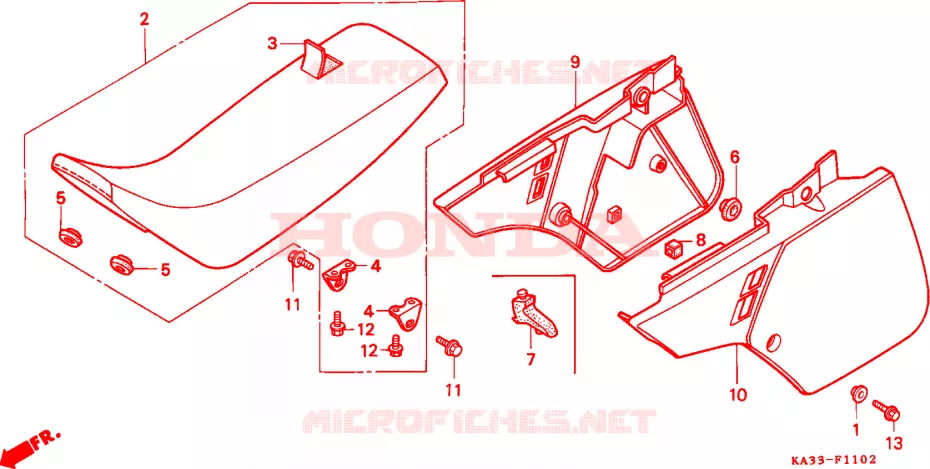 SIEGE/COUVERCLE LATERAL(3) Honda MOTO 125 CR 1988  CR125RJ