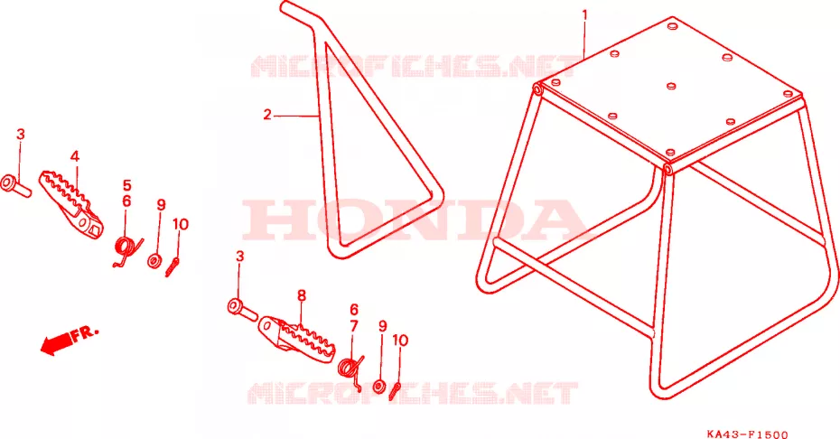 BEQUILLE - REPOSE PIEDS Honda MOTO 250 CR 1986  CR250RG