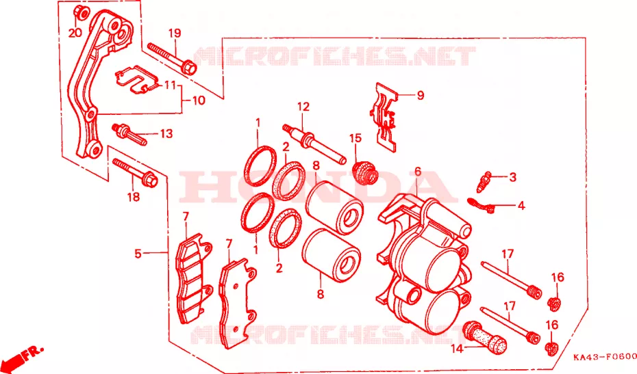 ETRIER DE FREIN AVANT(1) Honda MOTO 250 CR 1985  CR250RF