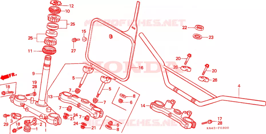 GUIDON - TE DE FOURCHE Honda MOTO 250 CR 1989  CR250RK