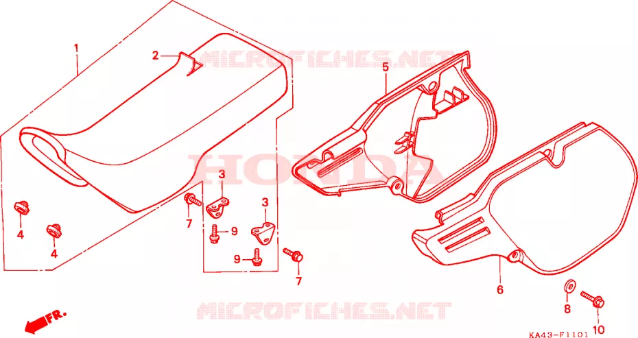 SIEGE/COUVERCLE LATERAL(2) Honda MOTO 250 CR 1985  CR250RF