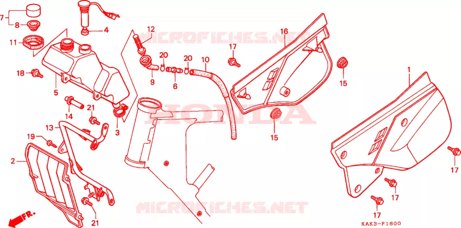 COUVERCLE LATERAL - RESERVOIR D'HUILE Honda MOTO 125 CRM 1998  CRM125RV