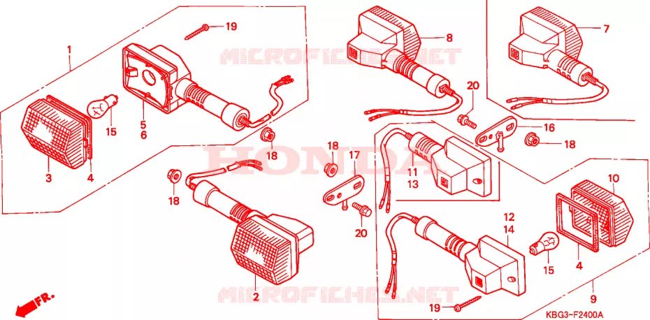 CLIGNOTANT Honda MOTO 250 CB 1992  CB250N