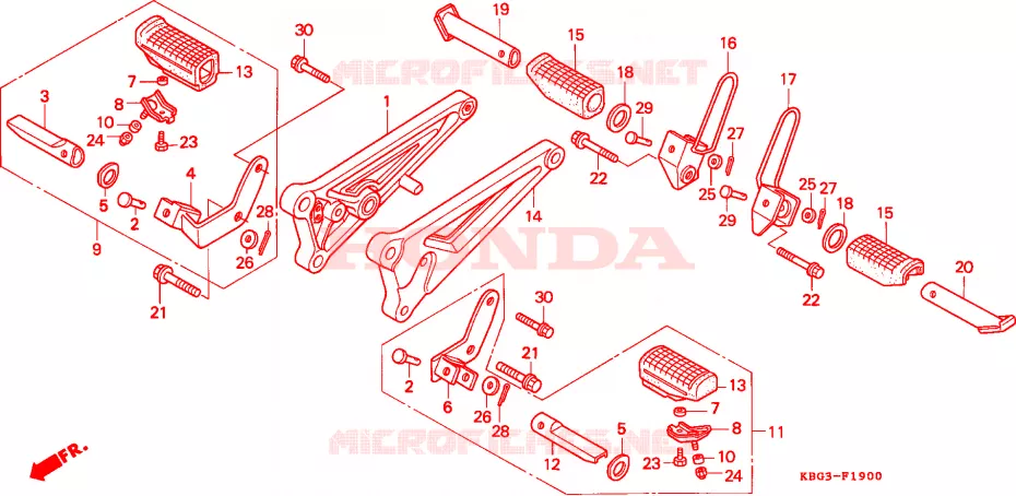 REPOSE PIED Honda MOTO 250 CB 1996  CB250T