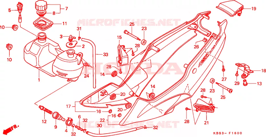 COUVERCLE LATERAL - RESERVOIR D'HUILE Honda MOTO 125 NSR 2000  NSR125RY