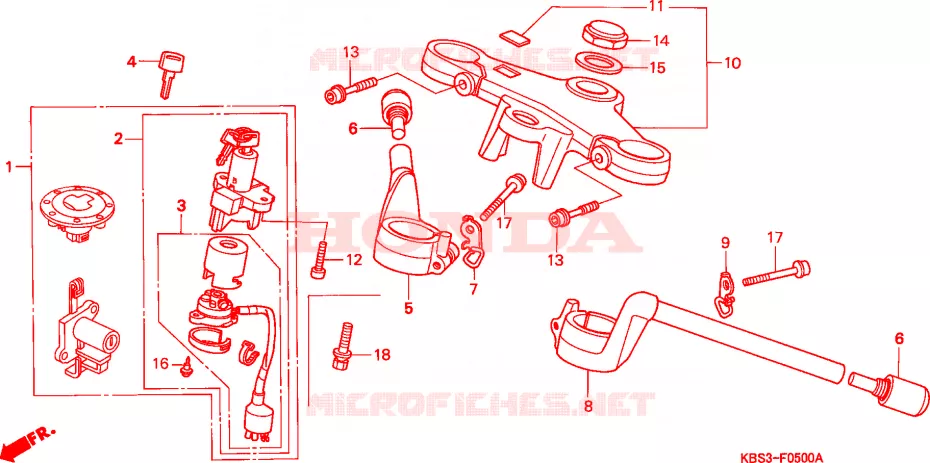 GUIDON - TE DE FOURCHE Honda MOTO 125 NSR 2000  NSR125RY