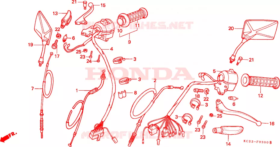 LEVIER DE GUIDON/COMMUTATEUR/CABLE(E/ED/F/G/SD/SW) Honda MOTO 125 CM 1994  CM125CR