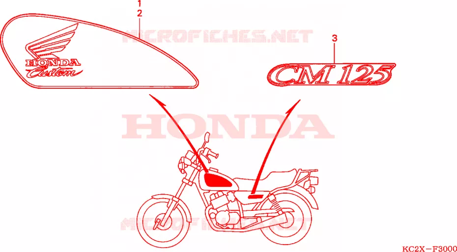 AUTOCOLLANTS Honda MOTO 125 CM 2000  CM125CX