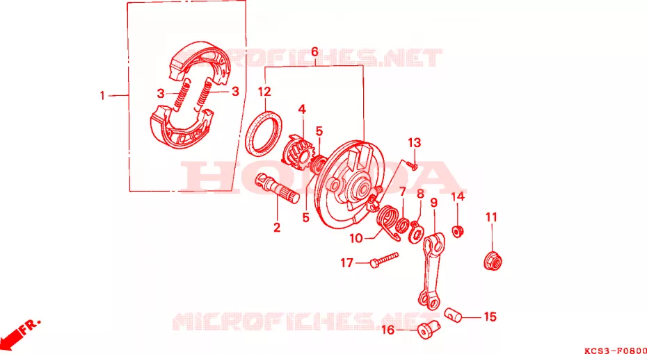 FLASQUE - MACHOIRES DE FREIN AVANT Honda MOTO 125 CG 1993  CG125P_SS