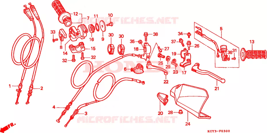 LEVIER DE GUIDON/COMMUTATEUR/CABLE(CM) Honda MOTO 400 XR 1999  XR400RX