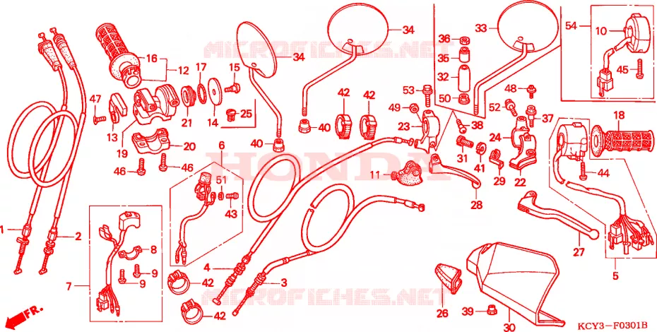 LEVIER DE GUIDON/COMMUTATEUR/CABLE(DK/ED/U) Honda MOTO 400 XR 2002  XR400R2