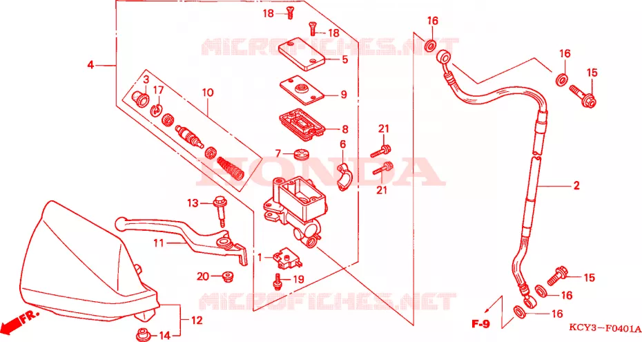 MAITRE-CYLINDRE FREIN AV.(DK/ED/U) Honda MOTO 400 XR 1996  XR400RT
