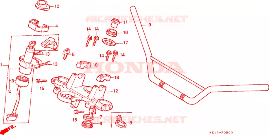GUIDON - TE DE FOURCHE Honda MOTO 200 MTX 1985  MTX200RWF