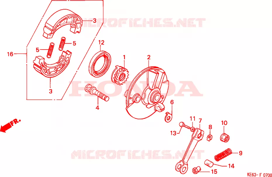 FLASQUE - MACHOIRES DE FREIN AVANT Honda MOTO 100 other-models 1983  H100SD