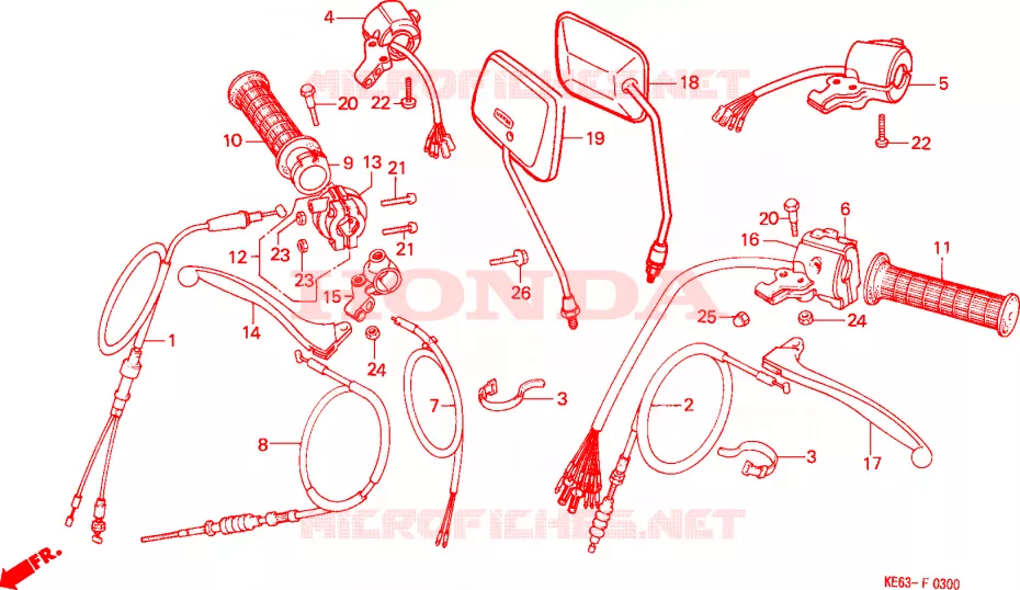 LEVIER DE GUIDON - CABLE - COMMODO Honda MOTO 100 other-models 1987  H100SG