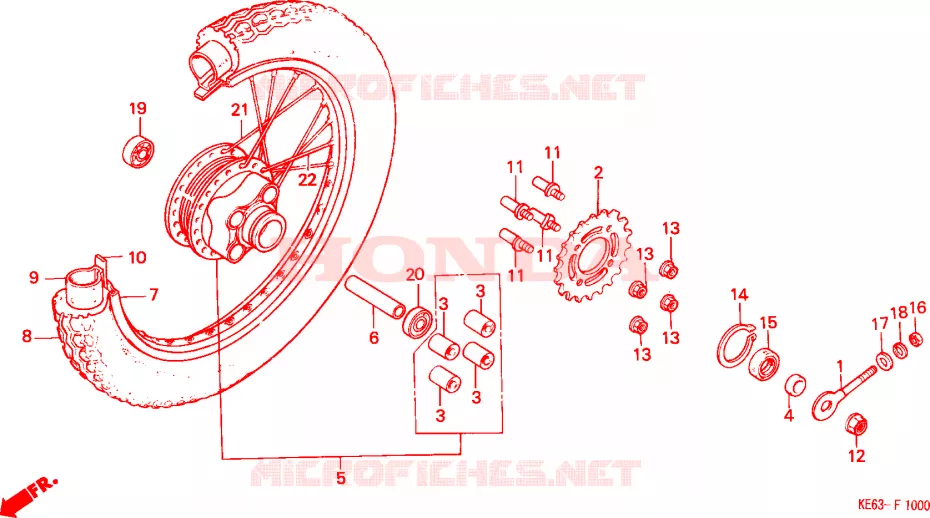 ROUE ARRIERE Honda MOTO 100 other-models 1983  H100SD