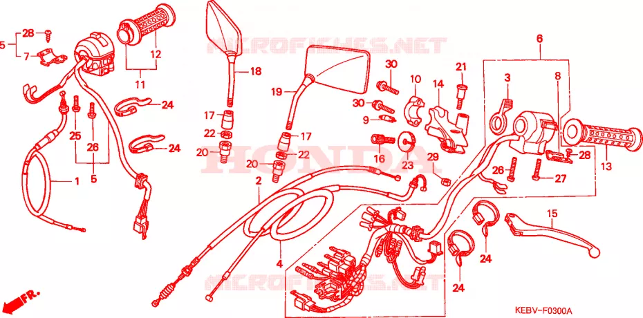 LEVIER DE GUIDON - CABLE - COMMODO Honda MOTO 125 REBEL 1998  CA125W