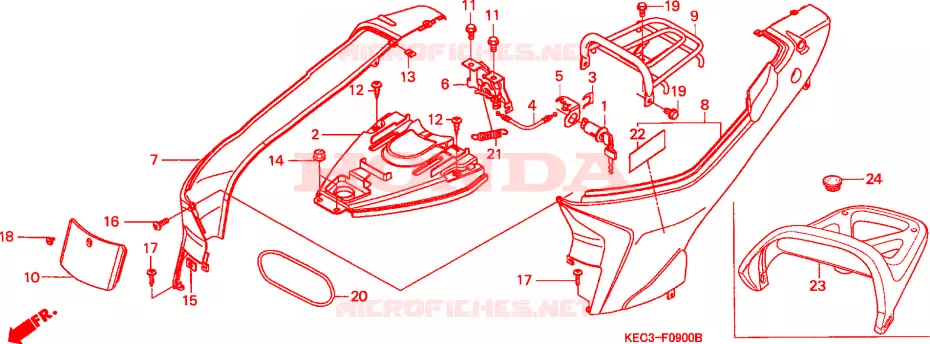 CARENAGE ARRIERE Honda SCOOTER 100 SCOOPY 2000  SH100Y