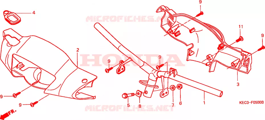 GUIDON - CARENAGE Honda SCOOTER 100 SCOOPY 2000  SH100Y-SP