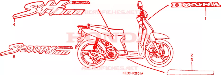 MARQUE/RAYURE(2) Honda SCOOTER 100 SCOOPY 1998  SH100W