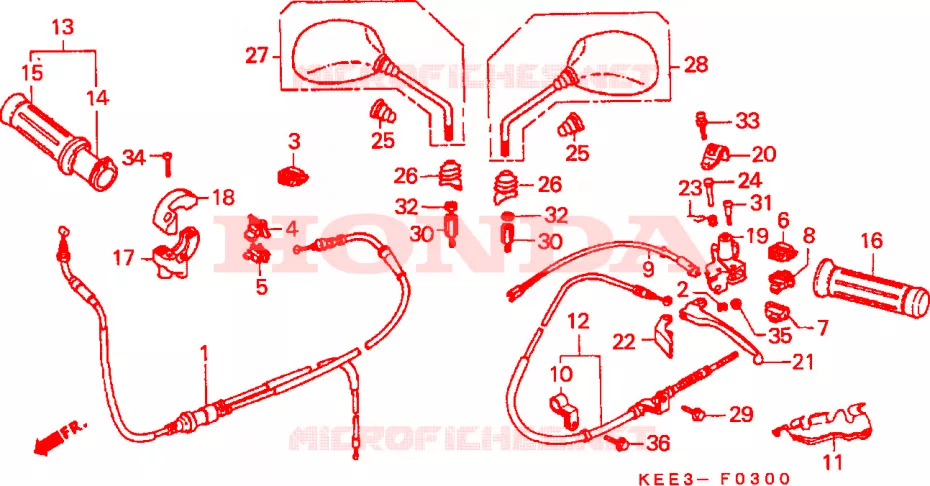LEVIER DE GUIDON - CABLE - COMMODO Honda SCOOTER 100 BALI 1999  SJ100X