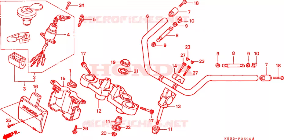 GUIDON - TE DE FOURCHE Honda MOTO 250 REBEL 2003  CMX250C3