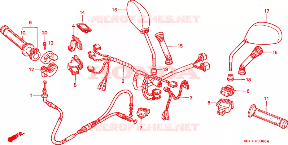 COMMODO - LEVIER - CABLE Honda SCOOTER 125 PANTHEON 1999  FES125W