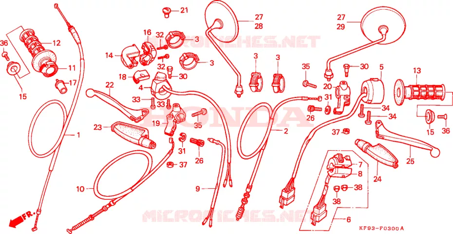 LEVIER DE GUIDON - CABLE - COMMODO Honda MOTO 185 XL 1988  XL185SJ