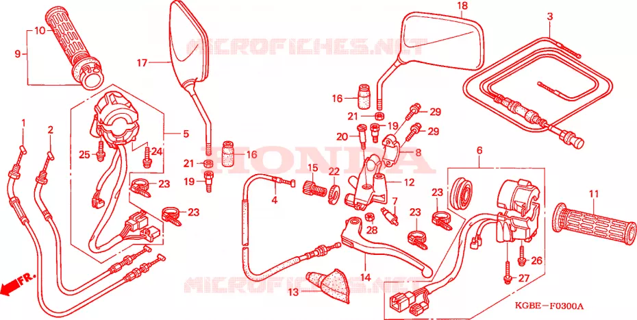 LEVIER DE GUIDON - CABLE - COMMODO Honda MOTO 125 SHADOW 2002  VT125C1